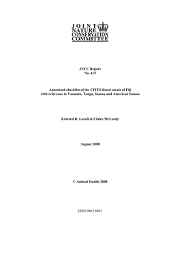Annotated Checklist of the CITES-Listed Corals of Fiji with Reference to Vanuatu, Tonga, Samoa and American Samoa