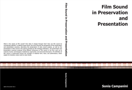 Film Sound in Preservation and Presentation Film Sound in Preservation and Presentation