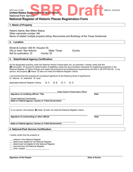 National Register of Historic Places REGISTRATION FORM NPS Form 10-900 OMB No