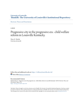 Child Welfare Reform in Louisville Kentucky. Mary K