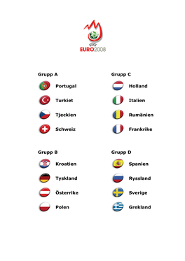 Grupp a Portugal Turkiet Tjeckien Schweiz Grupp B Kroatien Tyskland