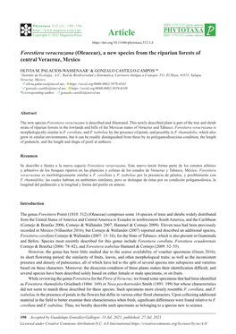 A New Species from the Riparian Forests of Central Veracruz, Mexico