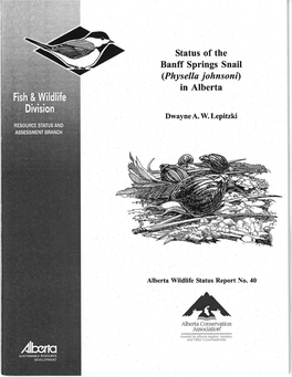 Status of Banff Springs Snail in Alberta 2002