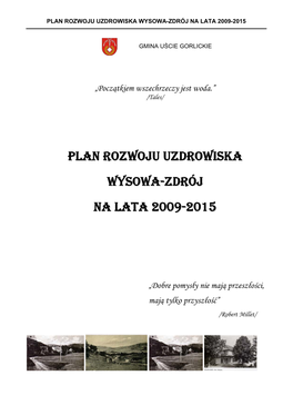 Plan Rozwoju Uzdrowiska Wysowa-Zdrój Na Lata 2009-2015