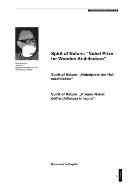Spirit of Nature: "Nobel Prize for Wooden Architecture”