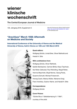 Anschluss 1938: Aftermath on Medicine and Society 1 3 History of Medicine