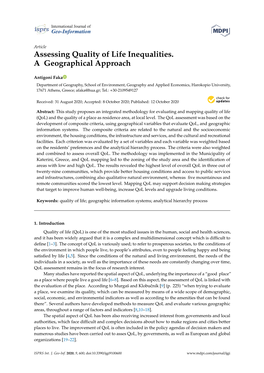 Assessing Quality of Life Inequalities. a Geographical Approach