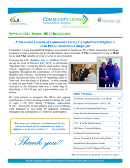 CLCB Newsletter Spring 2016