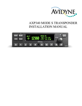AXP340 Transponder Installation Manual
