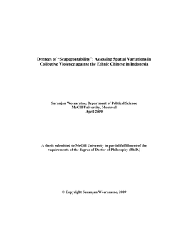 “Scapegoatability”: Assessing Spatial Variations in Collective Violence Against the Ethnic Chinese in Indonesia