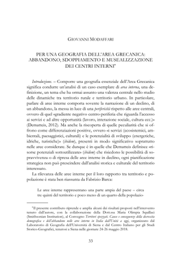 Giovanni Modaffari Per Una Geografia Dell'area Grecanica