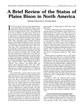 A Brief Review of the Status of Plains Bison in North America JOW, Spring 2006, Vol