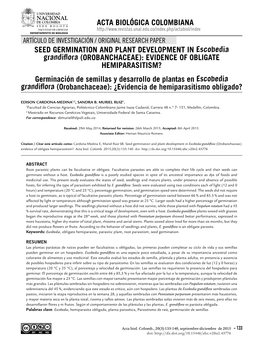 Seed Germination and Plant