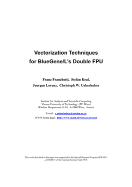 Vectorization Techniques for Bluegene/L's Double