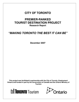 City of Toronto's Premier-Ranked Tourist Destination Project