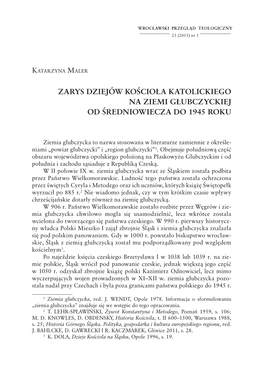 Zarys Dziejów Kościoła Katolickiego Na Ziemi Głubczyckiej Od Średniowiecza Do 1945 Roku