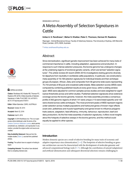 A Meta-Assembly of Selection Signatures in Cattle