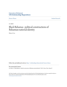 Black Bahamas : Political Constructions of Bahamian National Identity Maria A