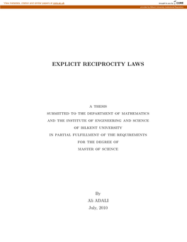 Explicit Reciprocity Laws