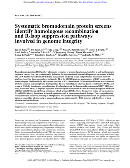 Systematic Bromodomain Protein Screens Identify Homologous Recombination and R-Loop Suppression Pathways Involved in Genome Integrity