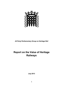 Report on the Value of Heritage Railways