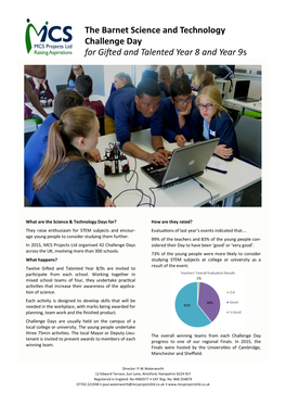 The Barnet Science and Technology Challenge Day for Gifted and Talented Year 8 and Year 9S