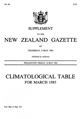 New Zealand Gazette Climatological Table