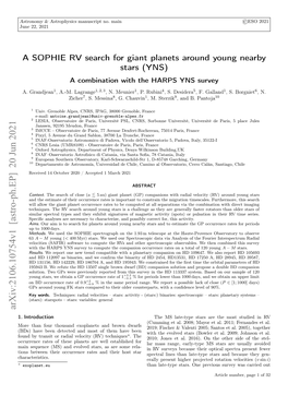 A SOPHIE RV Search for Giant Planets Around Young Nearby Stars (YNS) a Combination with the HARPS YNS Survey