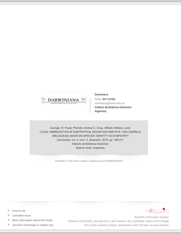 Redalyc.LOCAL HIBRIDIZATION in SUBTROPICAL MOUNTAIN HABITATS: CAN CEDRELA (MELIACEAE) MAINTAIN SPECIES' IDENTITY in SYMPATRY?