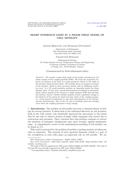 SHARP INTERFACE LIMIT in a PHASE FIELD MODEL of CELL MOTILITY Leonid Berlyand and Mykhailo Potomkin* Volodymyr Rybalko