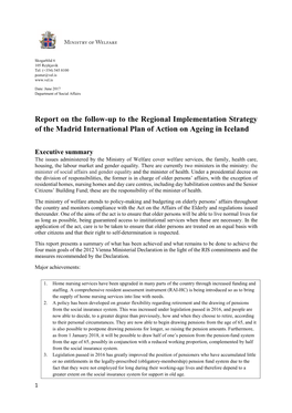 Report on the Follow-Up to the Regional Implementation Strategy of the Madrid International Plan of Action on Ageing in Iceland