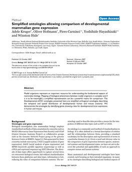 Simplified Ontologies Allowing Comparison of Developmental Mammalian Gene Expression