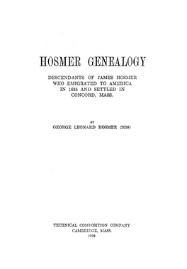 Hosmer Genealogy