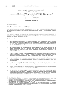 (UE) 2020/454 DE LA COMISIÓN De 27 De Marzo De 2020 Por La Que Se Modifica El Anexo De La Decisión De