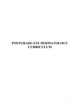 Postgraduate Dermatology Curriculum