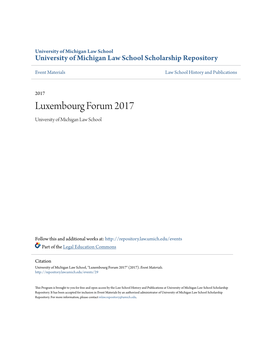 Luxembourg Forum 2017 University of Michigan Law School