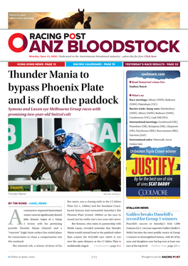 Thunder Mania to Bypass Phoenix Plate and Is Off to the Paddock | 2 | Monday, June 15, 2020
