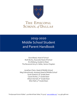 2019-2020 Middle School Student and Parent Handbook