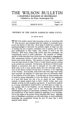 History of the North American Bird Fauna