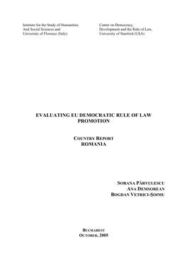 Evaluating Eu Democratic Rule of Law Promotion