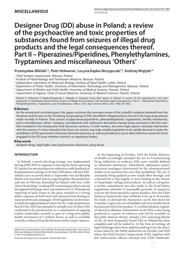 Designer Drug (DD) Abuse in Poland; a Review of the Psychoactive And