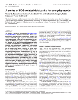 A Series of PDB-Related Databanks for Everyday Needs Wouter G