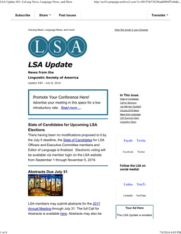 LSA Update #83: Colang News, Language News, and More
