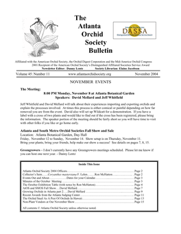 Atlanta Orchid Society Newsletter