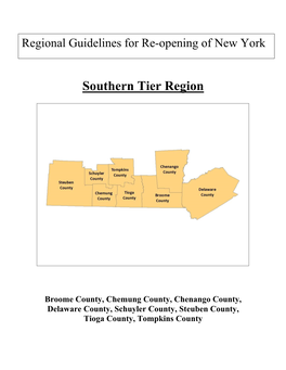 Southern Tier Region Regional Guidelines for Re-Opening New York