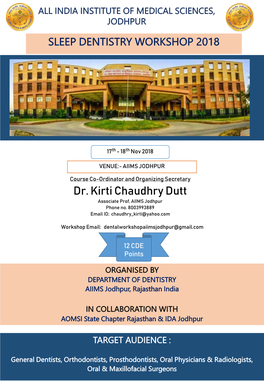 Dr. Kirti Chaudhry Dutt Associate Prof, AIIMS Jodhpur Phone No