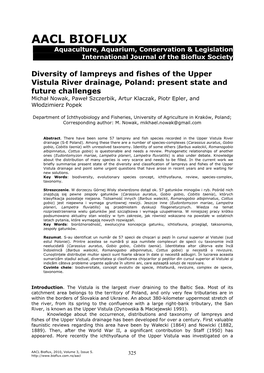 Diversity of Lampreys and Fishes of the Upper Vistula River Drainage, Poland: Present State and Future Challenges