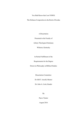 The Holiness Composition in the Book of Exodus