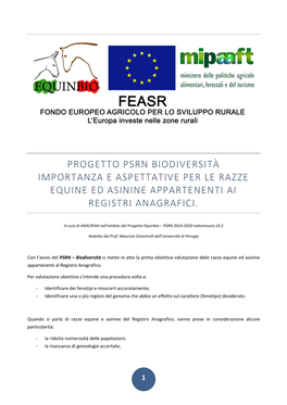 Progetto Psrn Biodiversità Importanza E Aspettative Per Le Razze Equine Ed Asinine Appartenenti Ai Registri Anagrafici