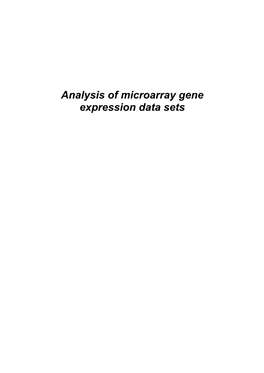 Analysis of Microarray Gene Expression Data Sets